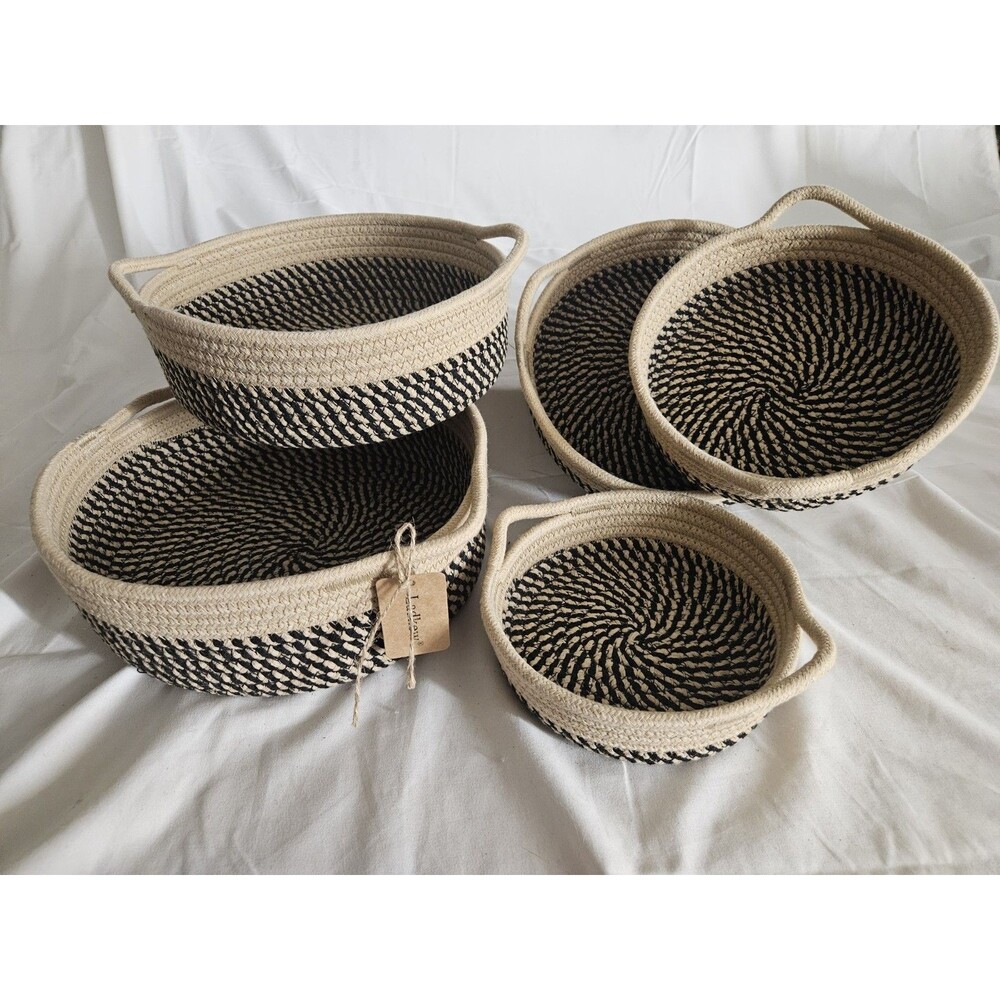 5 Piece Nested Storage Basket Sets Cotton Rope Woven Baskets Western Decor